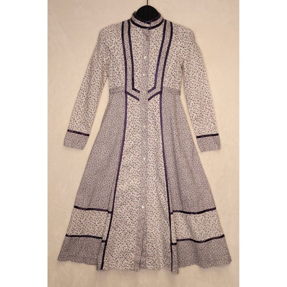 Gunne Sax By Jessica Dress Size 9 Vintage 70s Prairie Boho Modest Cottagecore